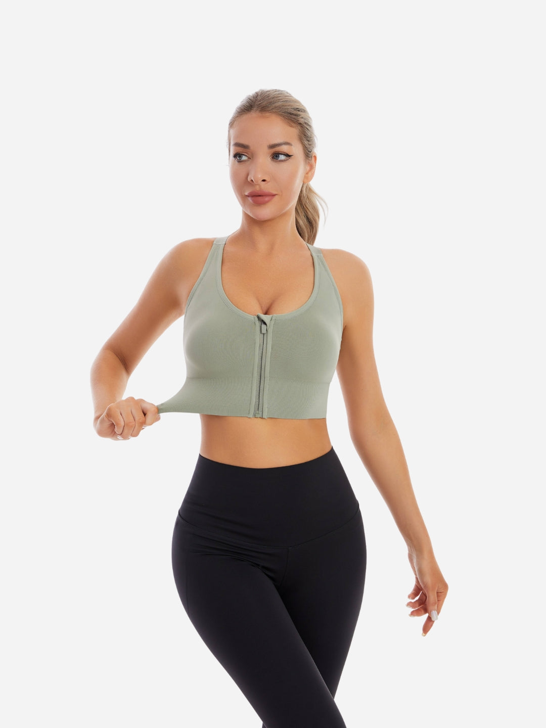 Women’s Front Zipper Padded Sports Bra For Yoga, Running, Workout, Pack - 1