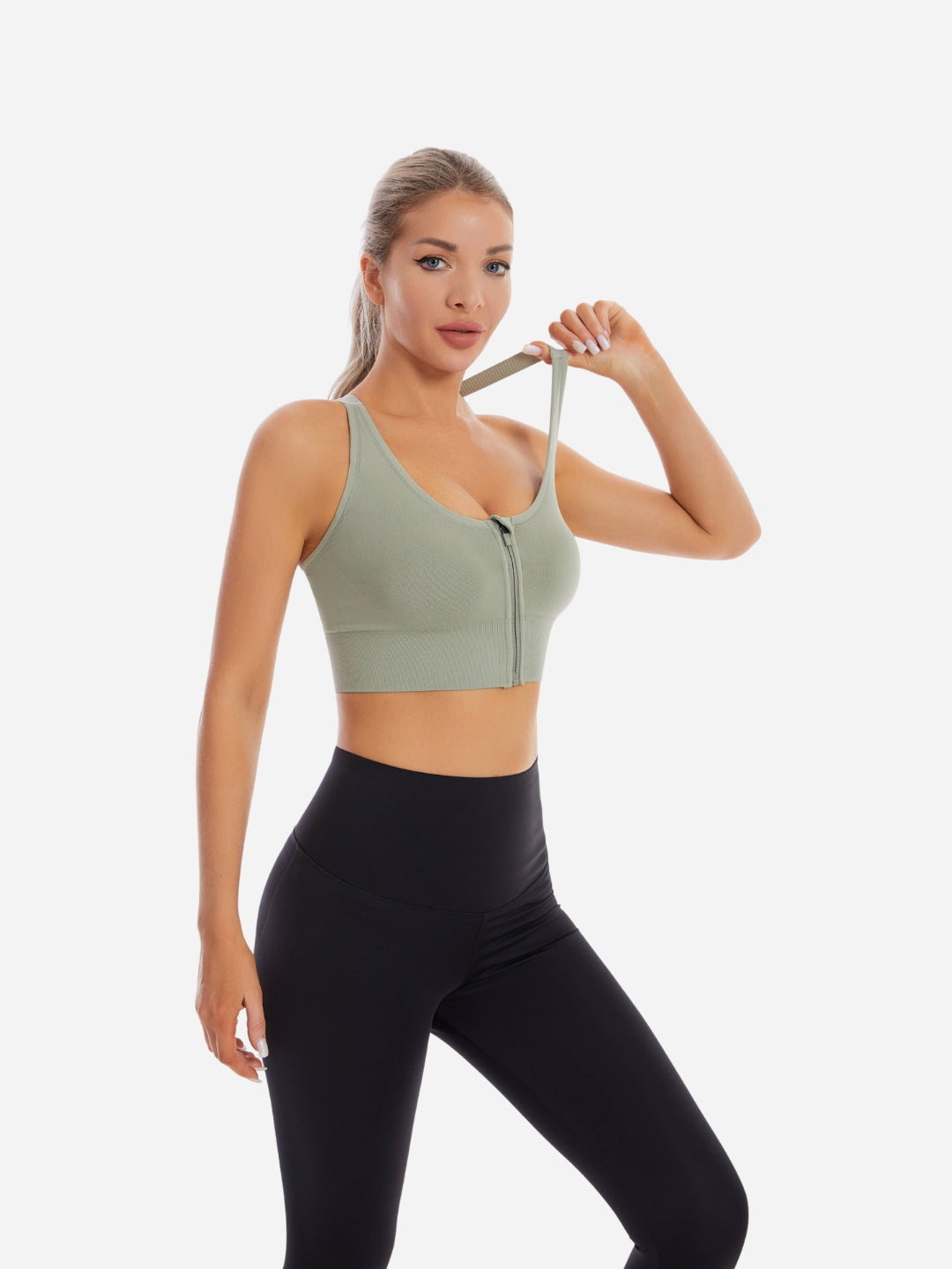 Women’s Front Zipper Padded Sports Bra For Yoga, Running, Workout, Pack - 1