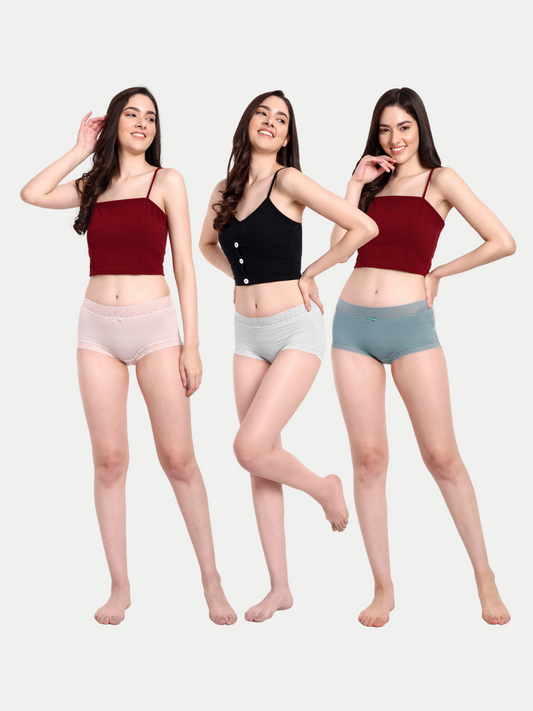 Women's Hipster Briefs BoyShorts Panty, Pack Of 3