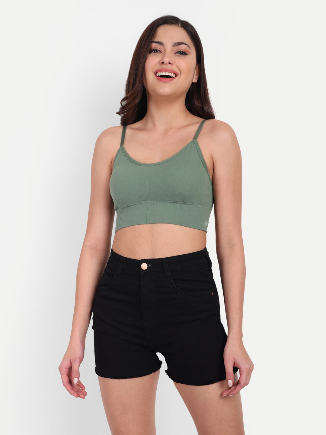 Womens Bralettes Cami Crop Top Wire Free Sports Bra, Green, Pack 1 – Tom &  Gee