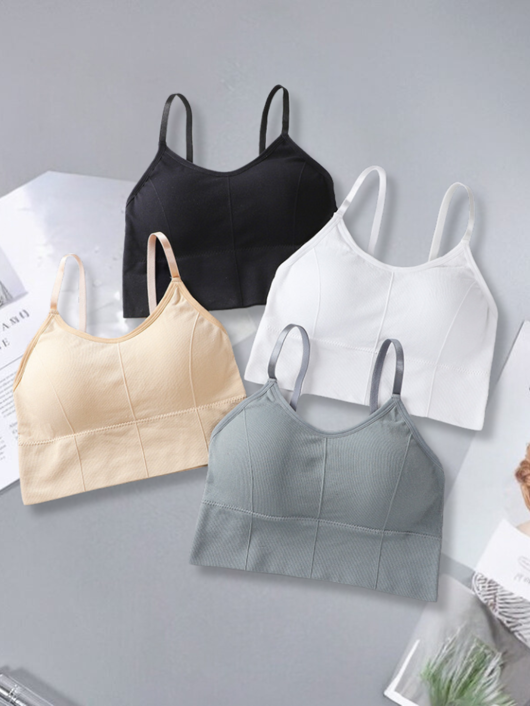 Womens Top Crop Bralatte Light Padded Cami Bra Pack Of 4 Tom Gee