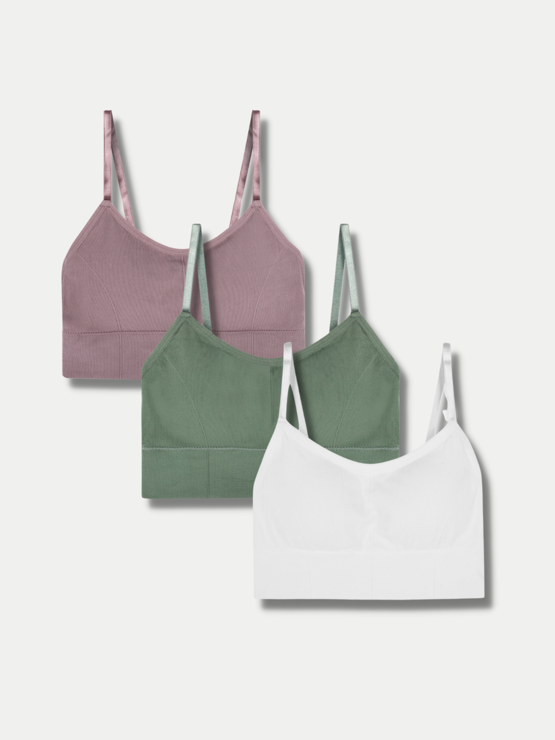 Pack Of 3 Women Cami Bra Lightly Padded Bra, Pink, Green, White – Tom & Gee