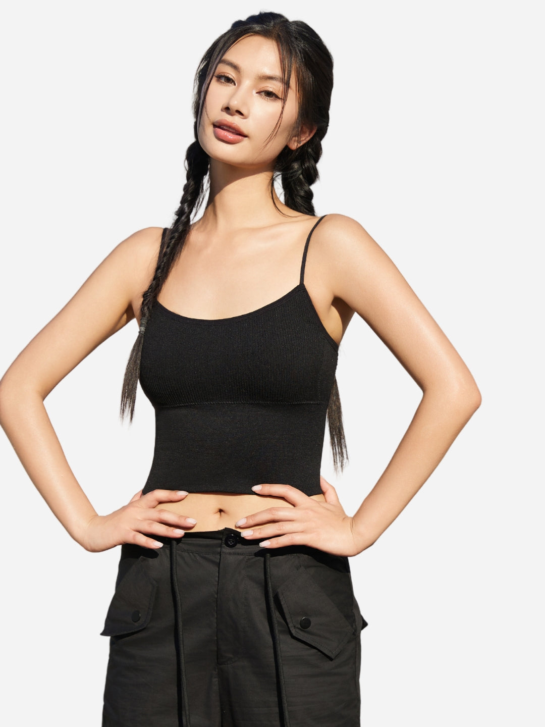 Black Full Coverage Padded Cami Bralette Bra, Pack - 1