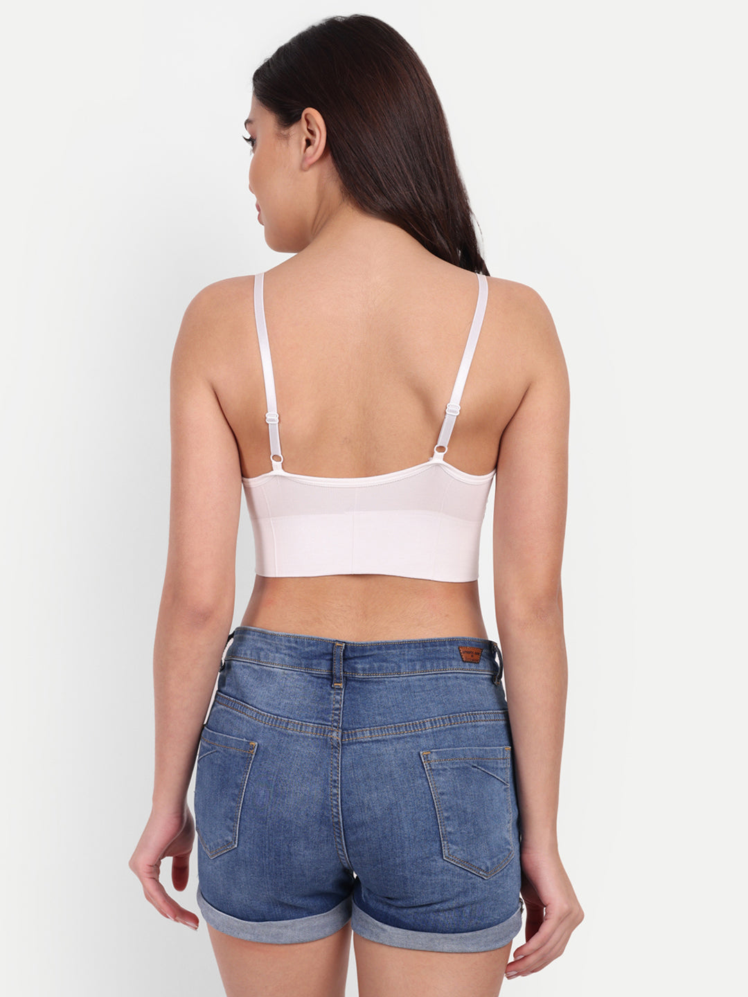 Womens Bralettes Cami Crop Top Wire Free Sports Bra, White, Pack 1