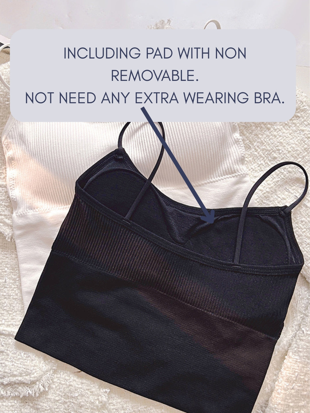 Black Full Coverage Padded Cami Bralette Bra, Pack - 1