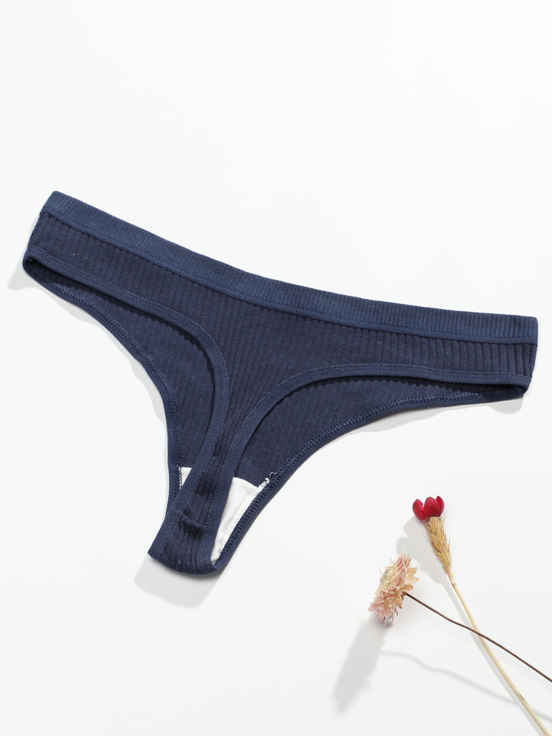 Womens Thong Panties, Pack Of 3, Navy Blue, Pink, Black