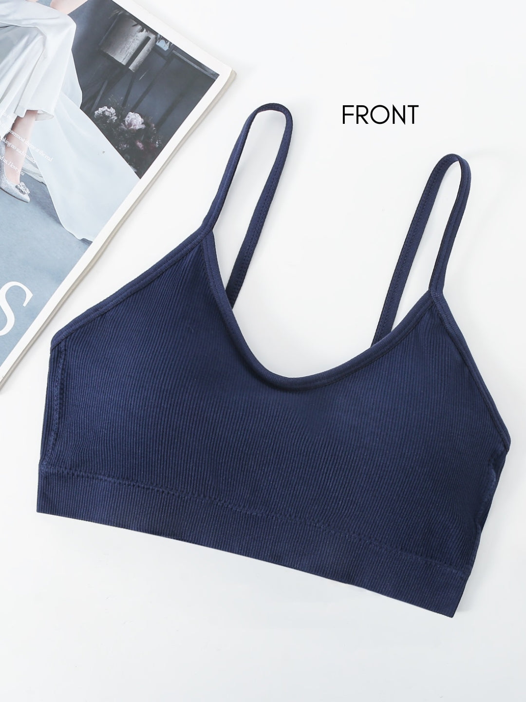 Bralette Cami Crop Top Padded Wire Free Women Bra, Pack Of - 1, Navy Blue