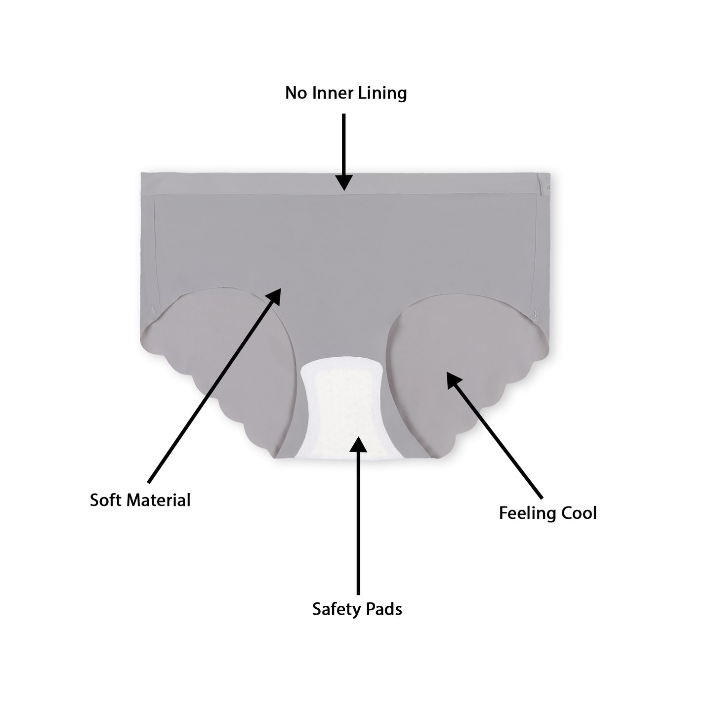 Seamless Panties Under Side Safety Period Pads, Beige