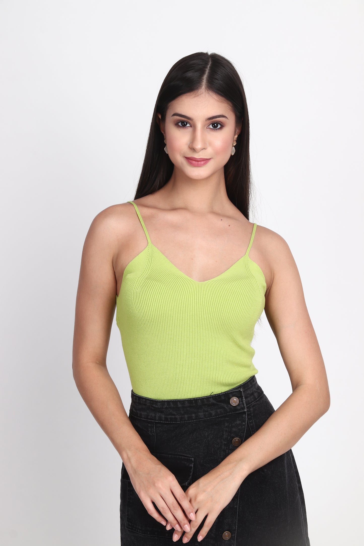 Parrot Green Tank Tops For Women And Girls Made In Woolen Cotton - Pack Of 1