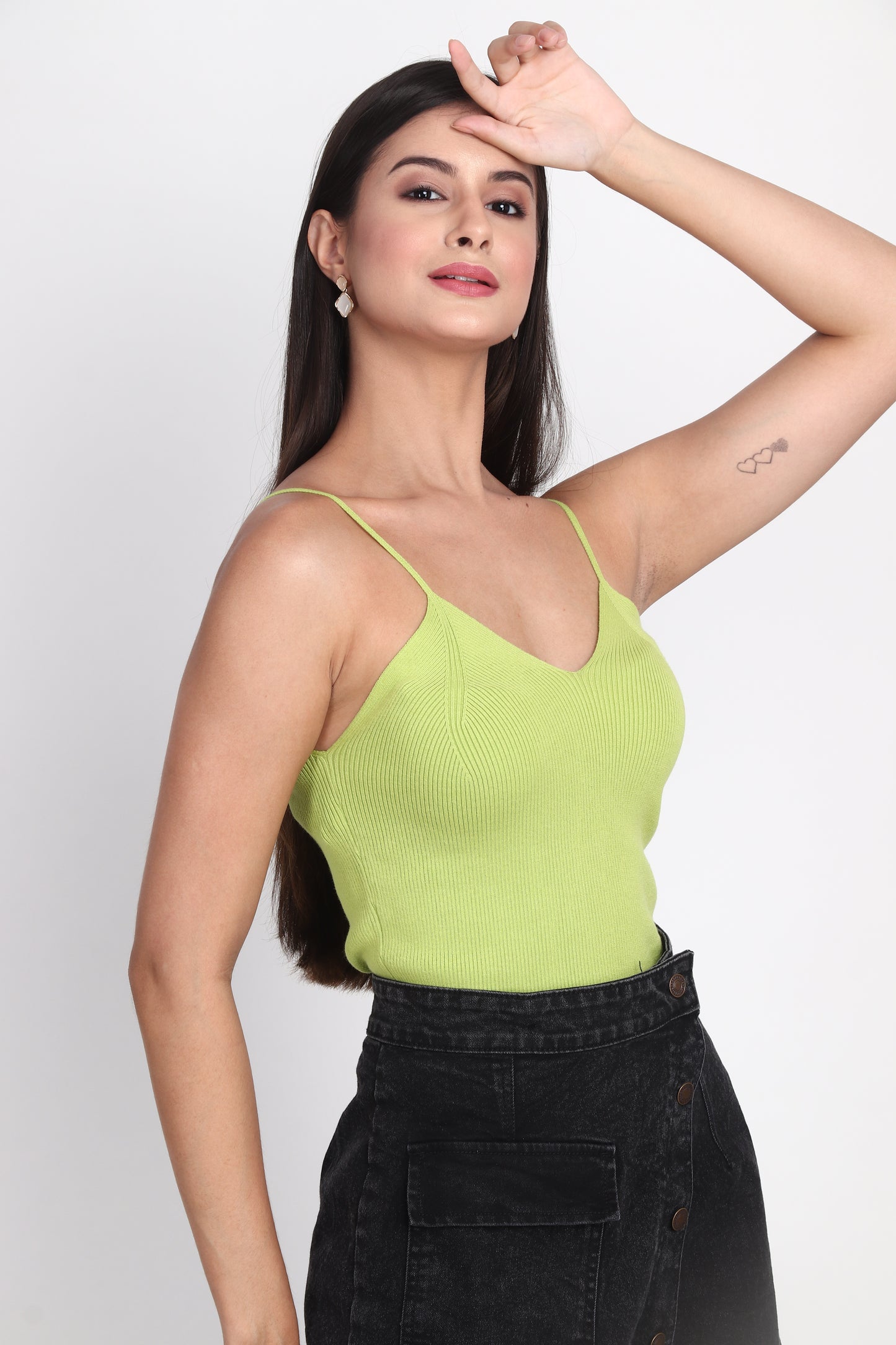 Parrot Green Tank Tops For Women And Girls Made In Woolen Cotton - Pack Of 1