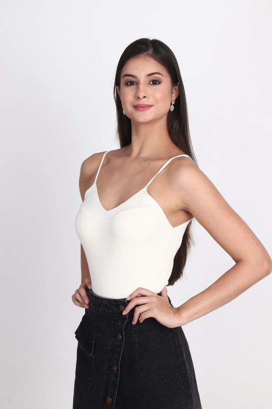 White Tank Tops For Women And Girls Made In Woolen Cotton - Pack Of 1