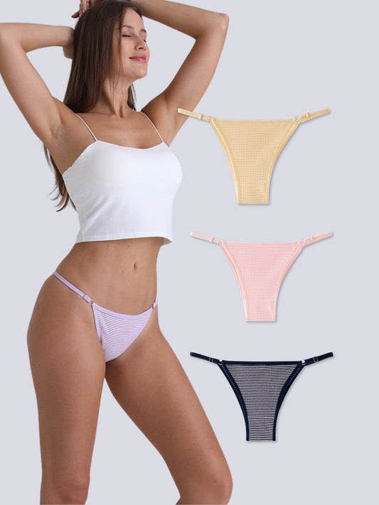 TOM & GEE Women Thong Panties Cotton Brazilian Style – 3 Pack