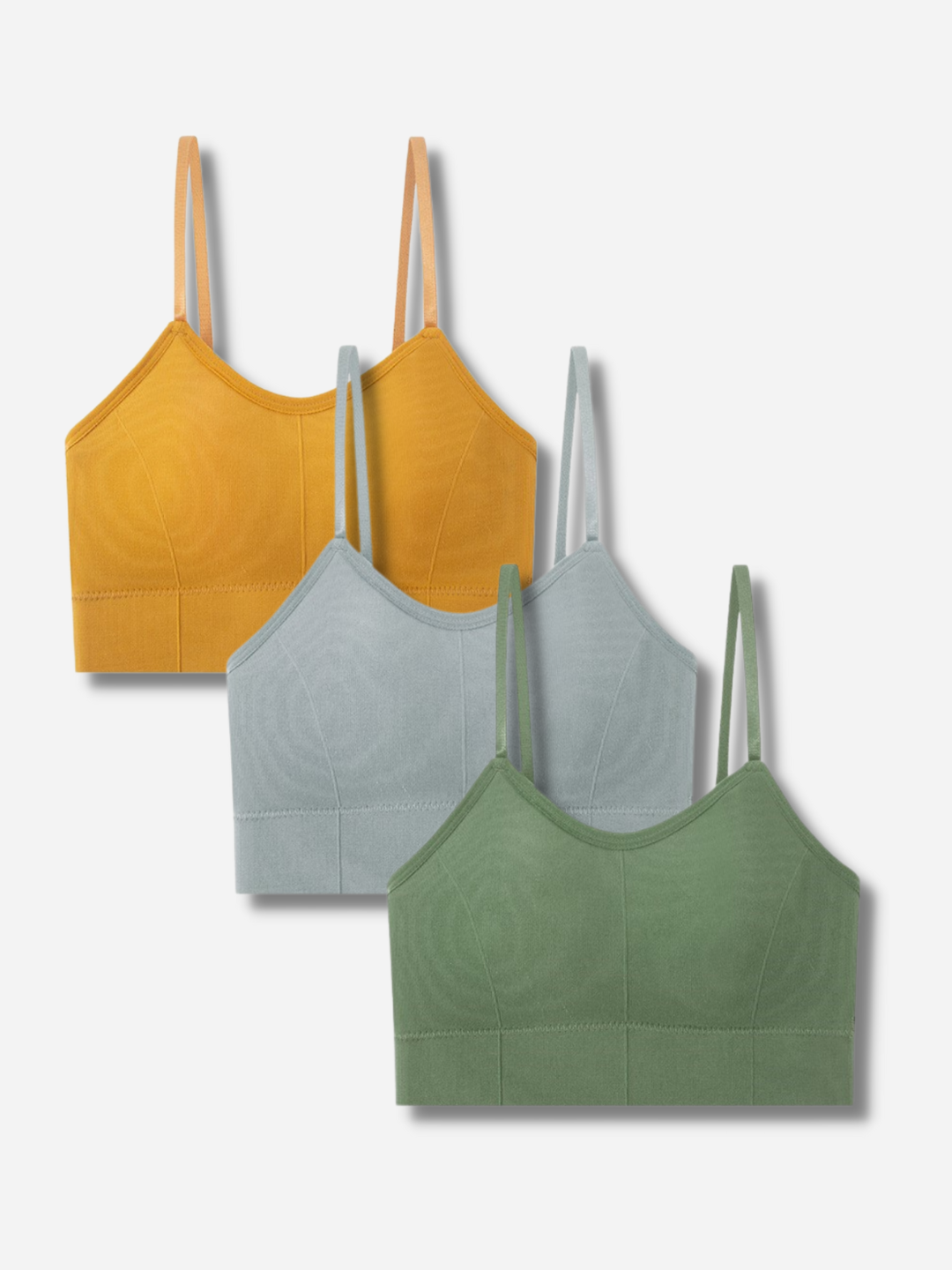 Pack Of 3 Women's Cami Crop Top Bralettes Sports Bra,Yellow, Gray, Green