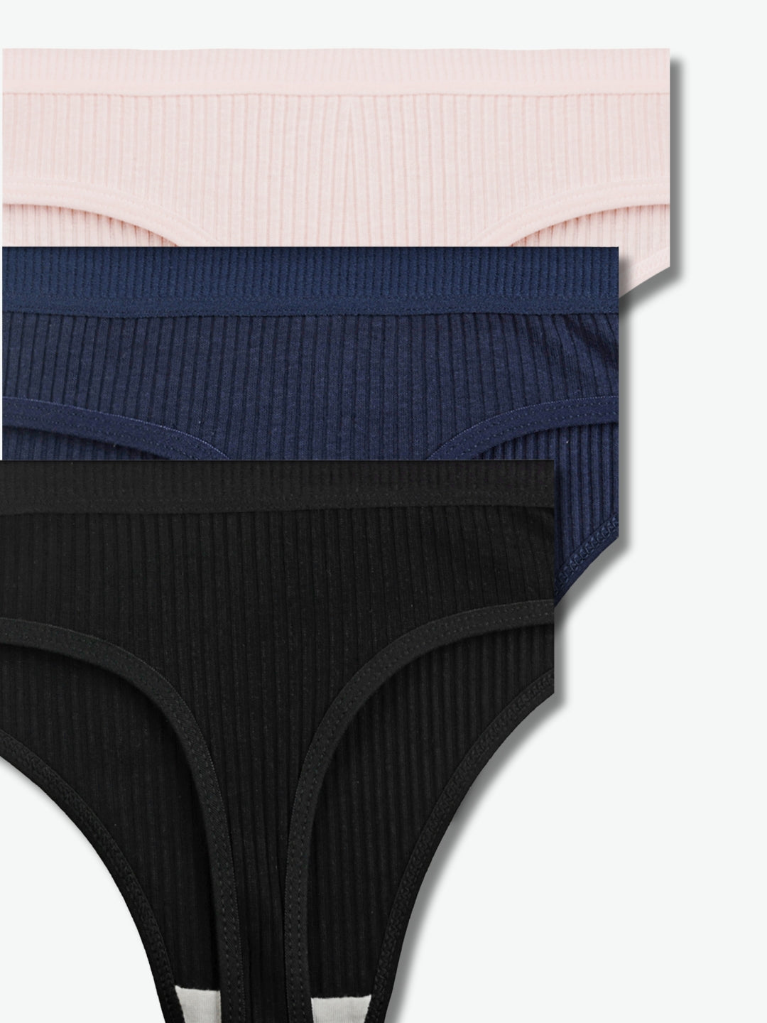 Womens Thong Panties, Pack Of 3, Navy Blue, Pink, Black – Tom & Gee