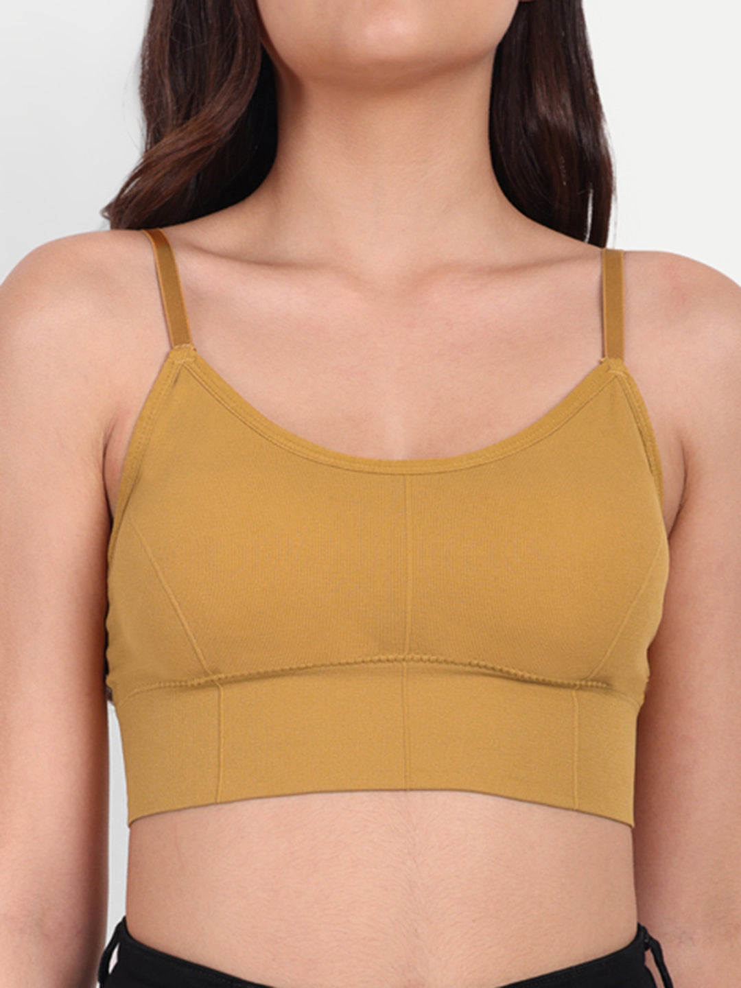 Womens Bralettes Cami Crop Top Wire Free Sports Bra, Yellow, Pack 1