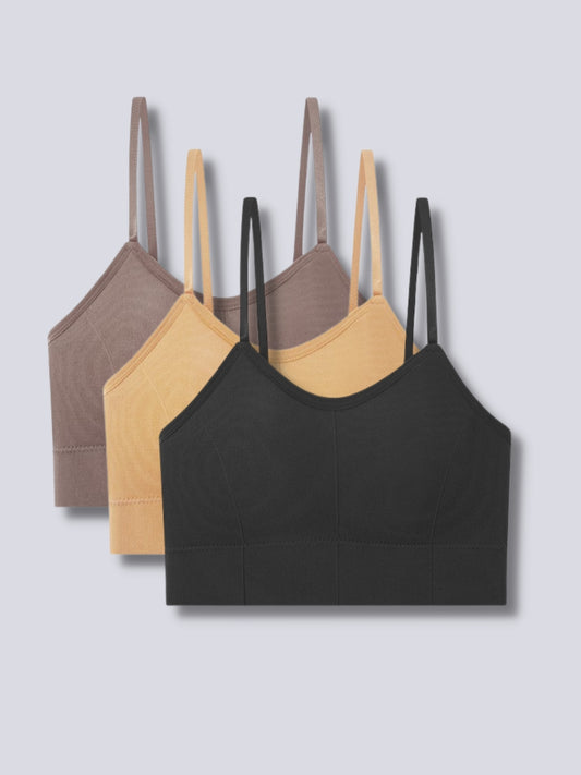 Womens Top Crop Bralatte Light Padded Cami Bra, Pack Of 3