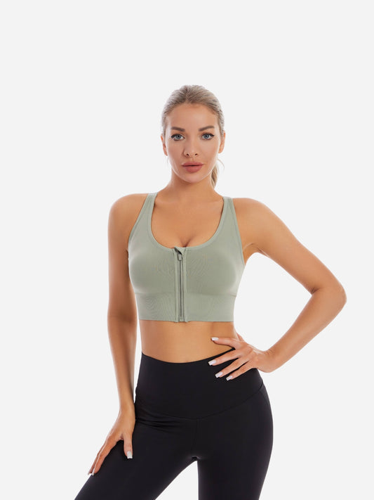 Women’s Front Zipper Padded Sports Bra For Yoga, Running, Workout, Pack - 1