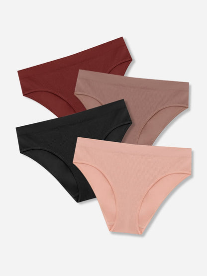 Cotton High Cut Hipster Panty for Womens Briefs - Pack of - 4, Brown,Coffee,Skin,Black