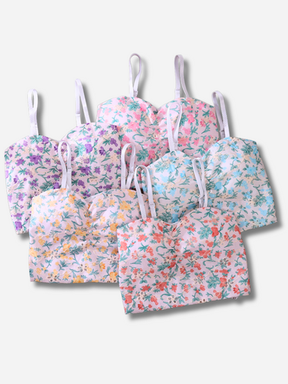 Printed Floral Cami Top Tank Bra For Girls, Pack Of 1